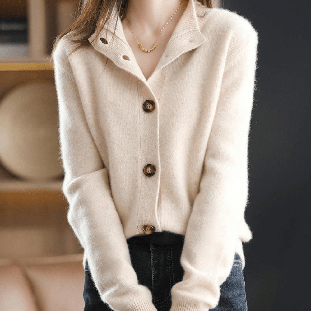 Gilet tricoté pour dames avec col à revers | Gilet à boutons