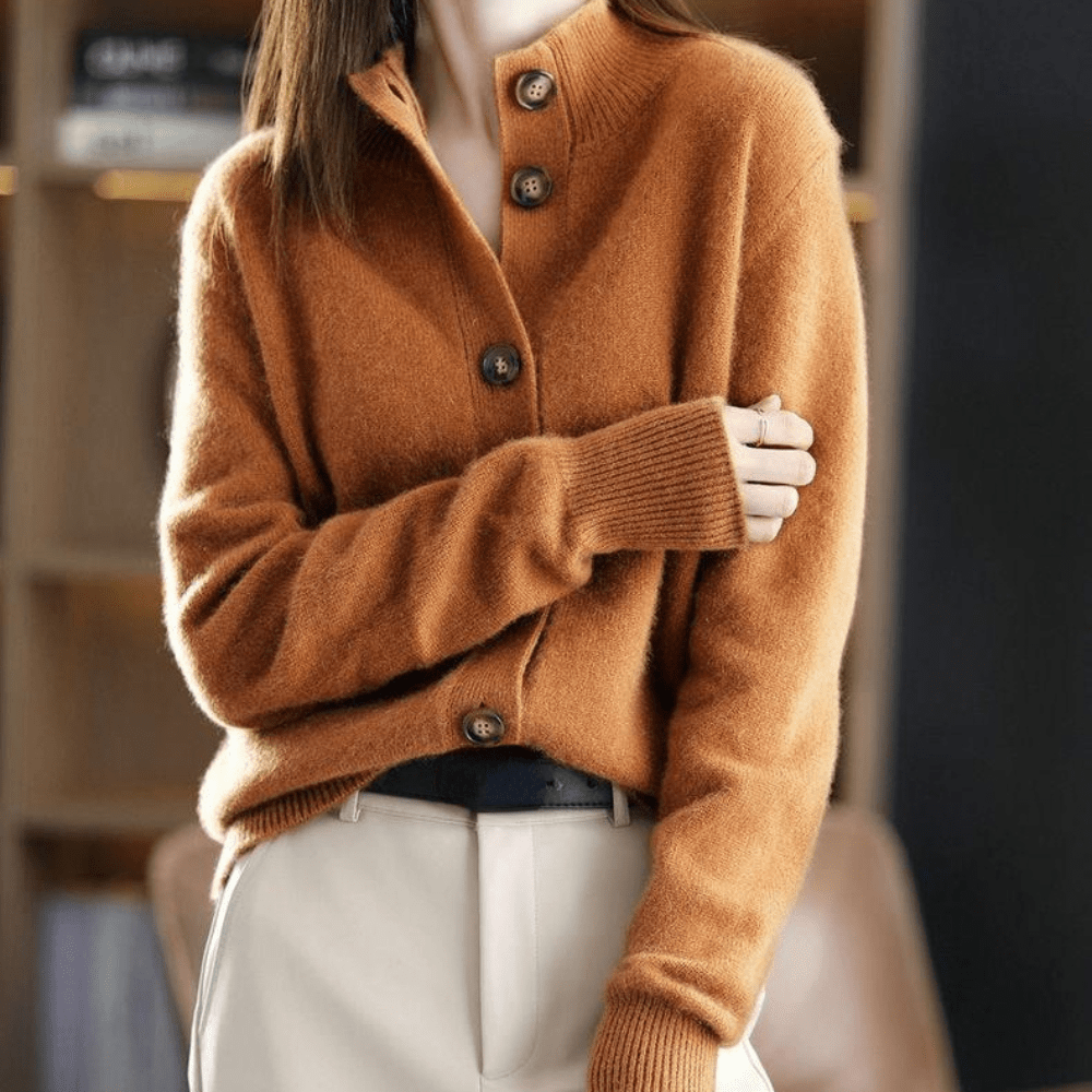 Gilet tricoté pour dames avec col à revers | Gilet à boutons