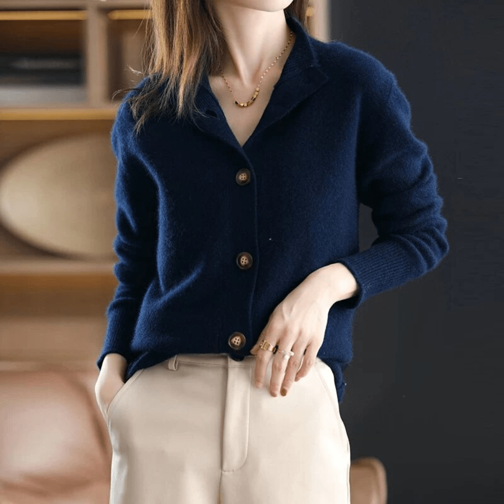 Dames Gebreid Vest Met Reverskraag | Vest Met Knopen