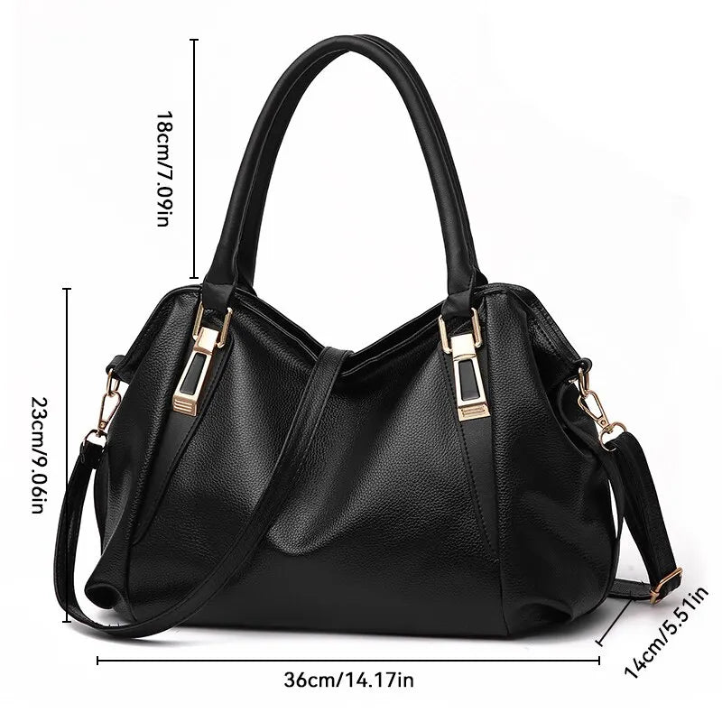 Dames Handtas | Ruime Elegante Schoudertas met Gouden Details