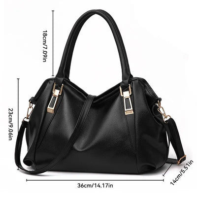 Dames Handtas | Ruime Elegante Schoudertas met Gouden Details