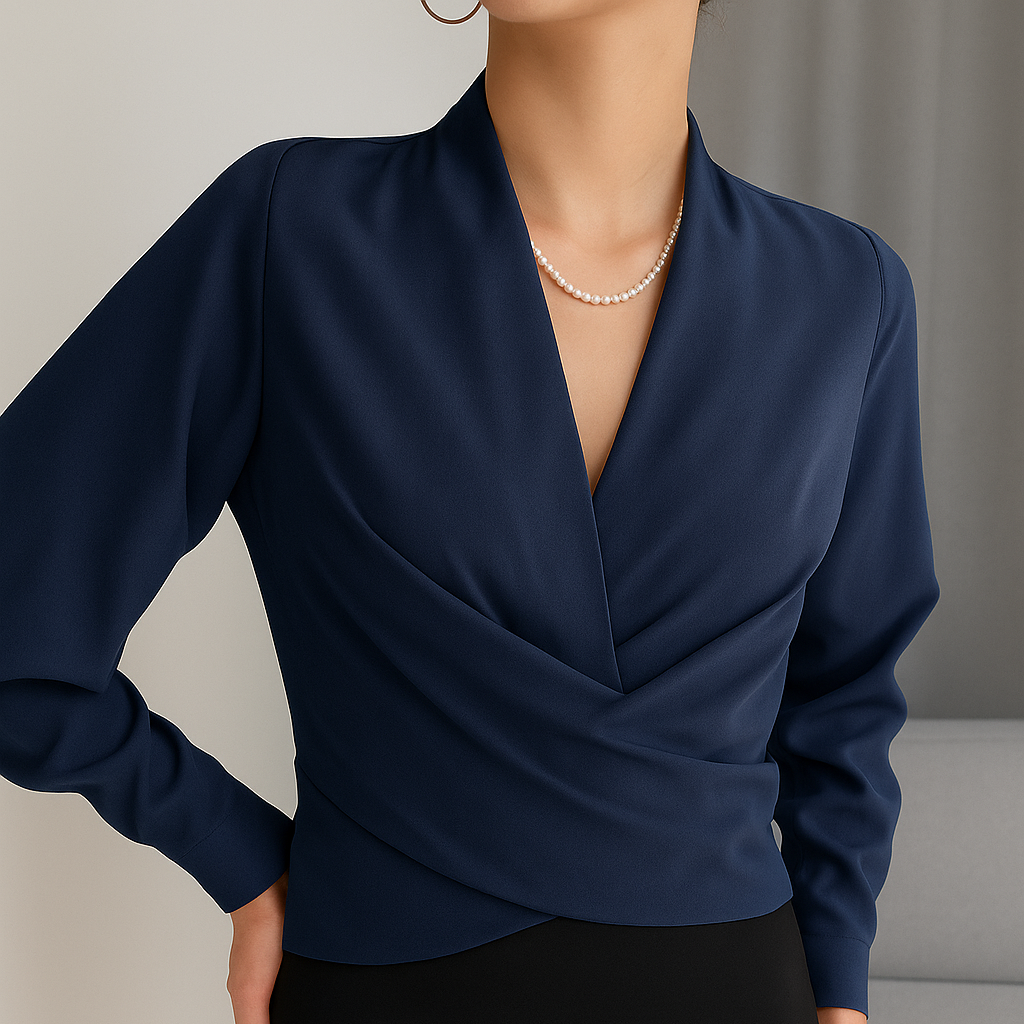 Dames Overslagblouse avec col en V | Élégante top avec manches longues