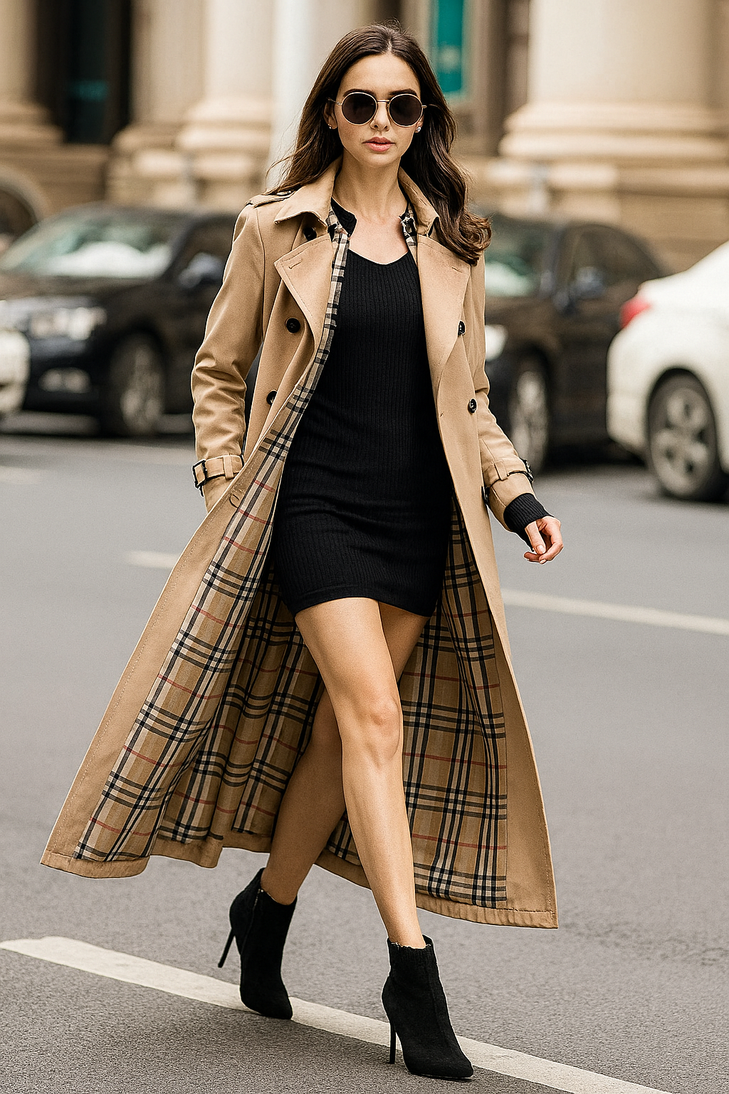 Kamel Trenchcoat | Nova Check Voering Maxi