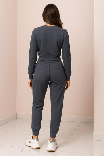 Dames Trainingspak | Trendy Twee-Delige Set met Cropped Sweater