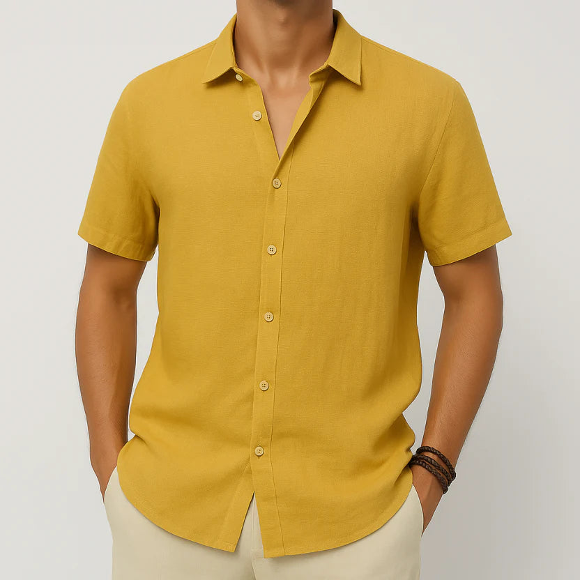 Heren casual overhemd met korte mouwen en knoopsluiting