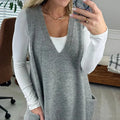 Oversized Gebreid Vest met Zakken