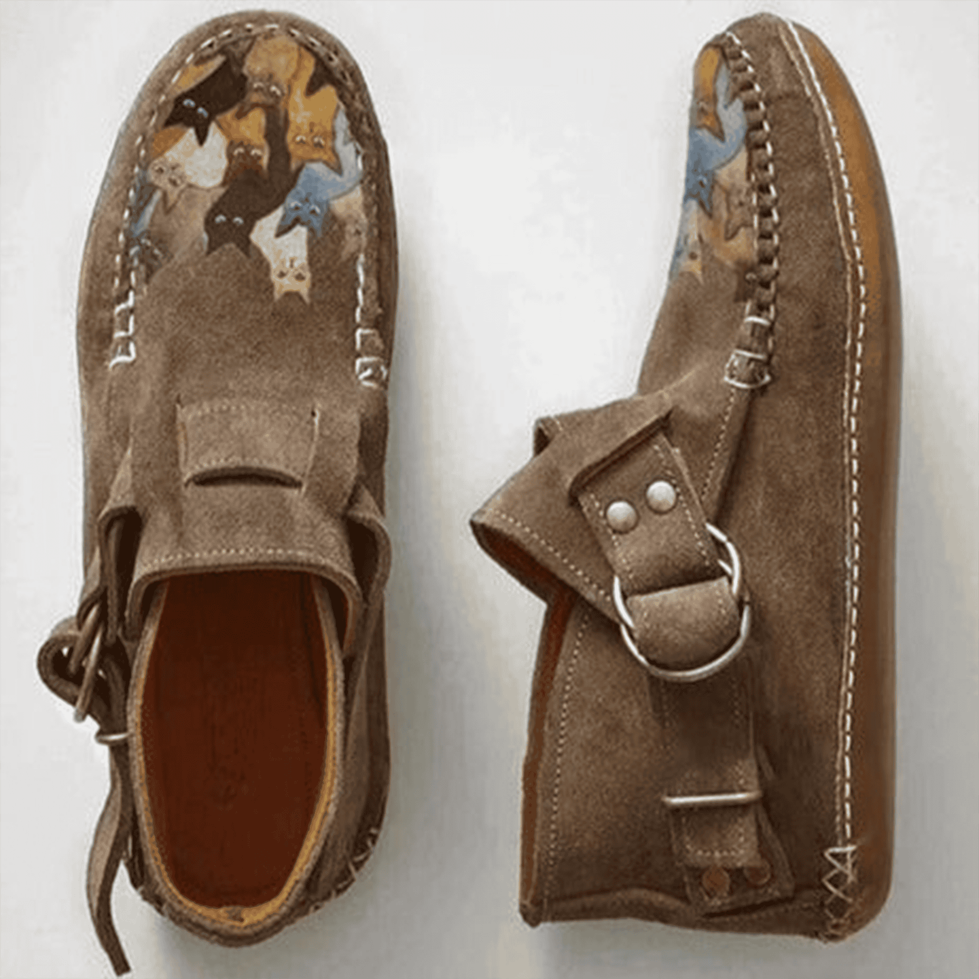 Chaussures à enfiler pour dames | Chaussures artistiques avec imprimé de chats et détail boucle