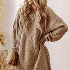 Robe pull tricotée pour dames | Pull oversize avec motif torsadé