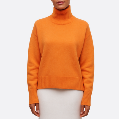 Pull col roulé pour dames | Pull tricoté avec structure côtelée et col haut