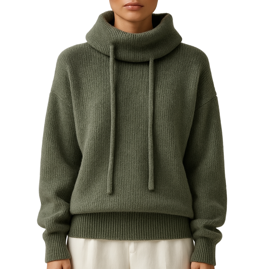 Dames Coltrui | Pull tricoté avec col montant et cordon de serrage