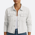 Veste en jean pour dames | Veste en denim avec col et poches poitrine