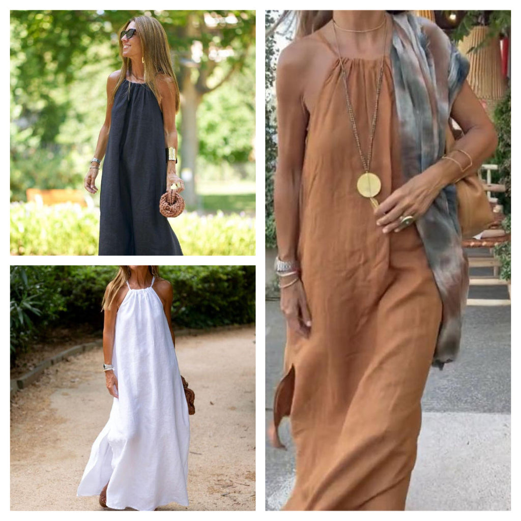 Robe femme avec dos ouvert et fente