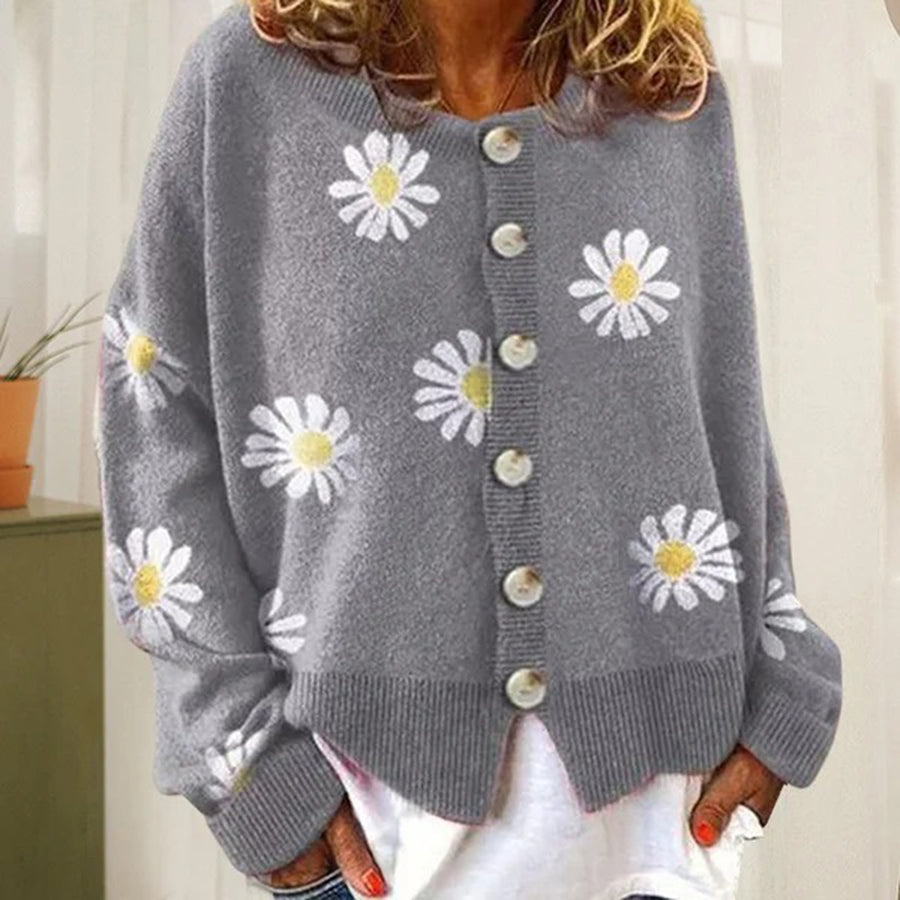 Dames vest met bloemdessin ontspannen pasvorm