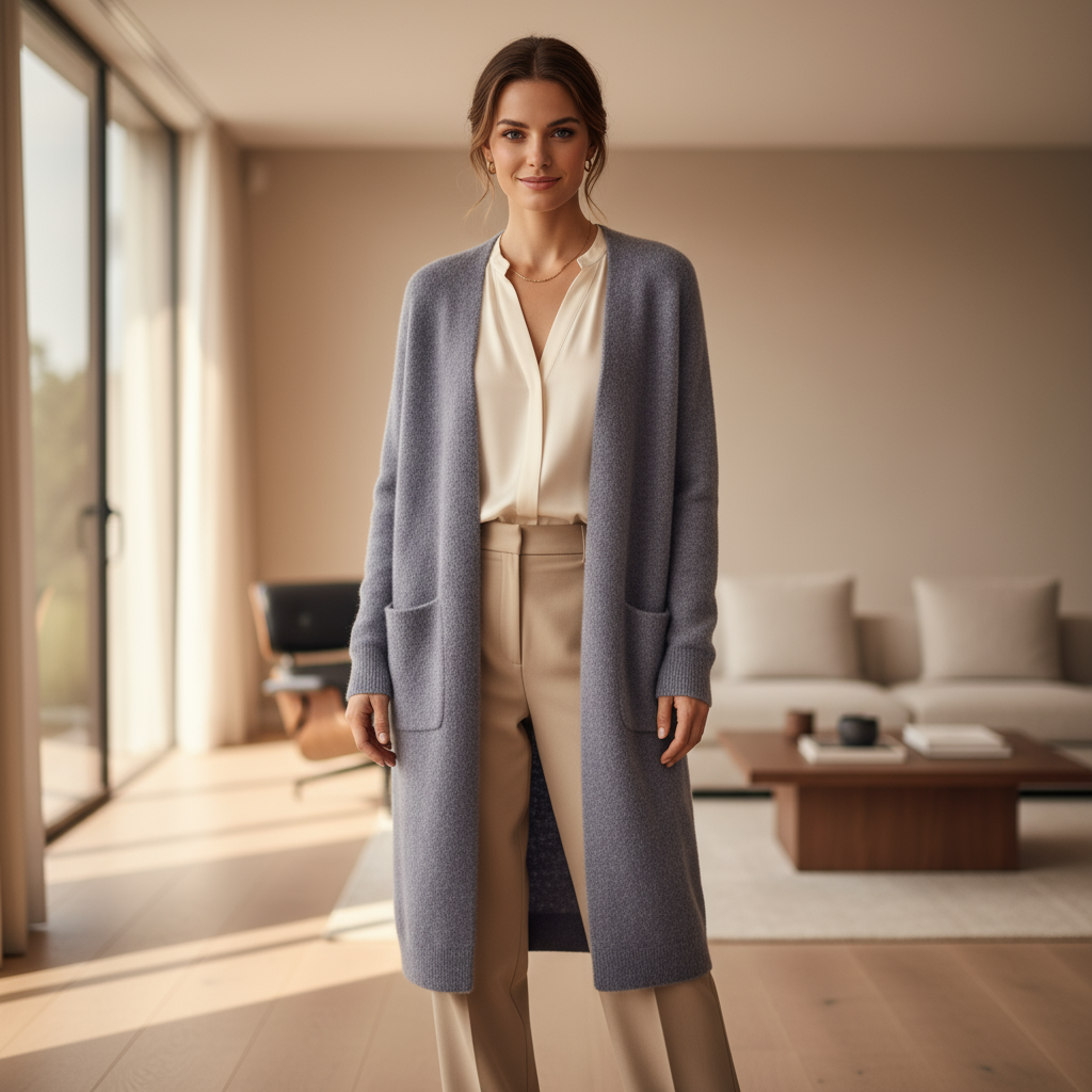 Gilet pour dames | Devant ouvert, modèle long