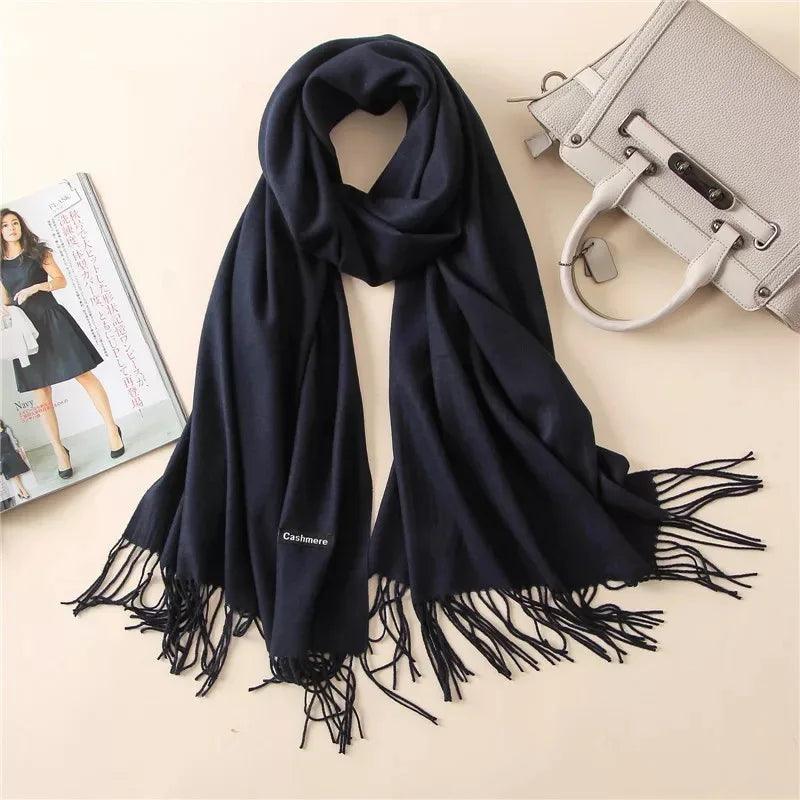 Dames Sjaal | Zachte Cashmere Look Sjaal met Franjes