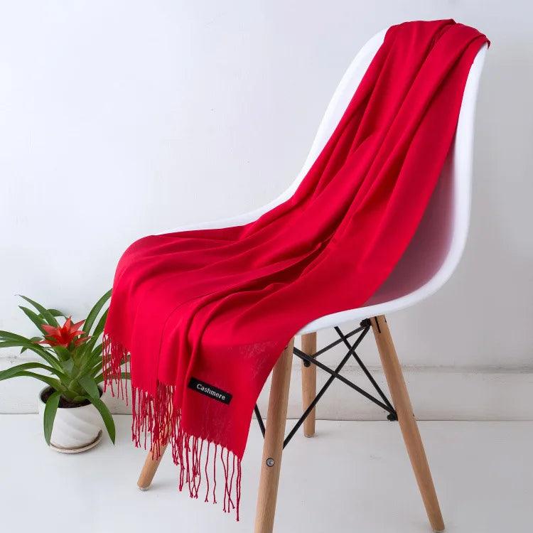 Dames Sjaal | Zachte Cashmere Look Sjaal met Franjes