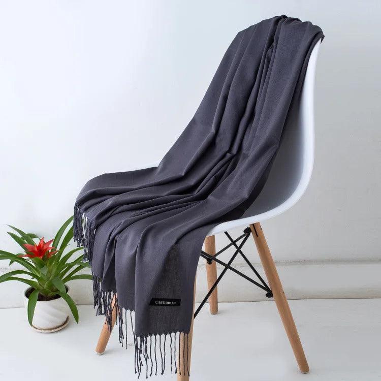 Dames Sjaal | Zachte Cashmere Look Sjaal met Franjes