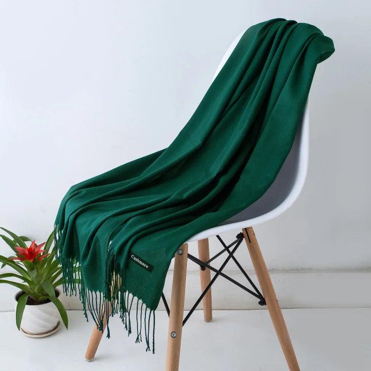 Dames Sjaal | Zachte Cashmere Look Sjaal met Franjes