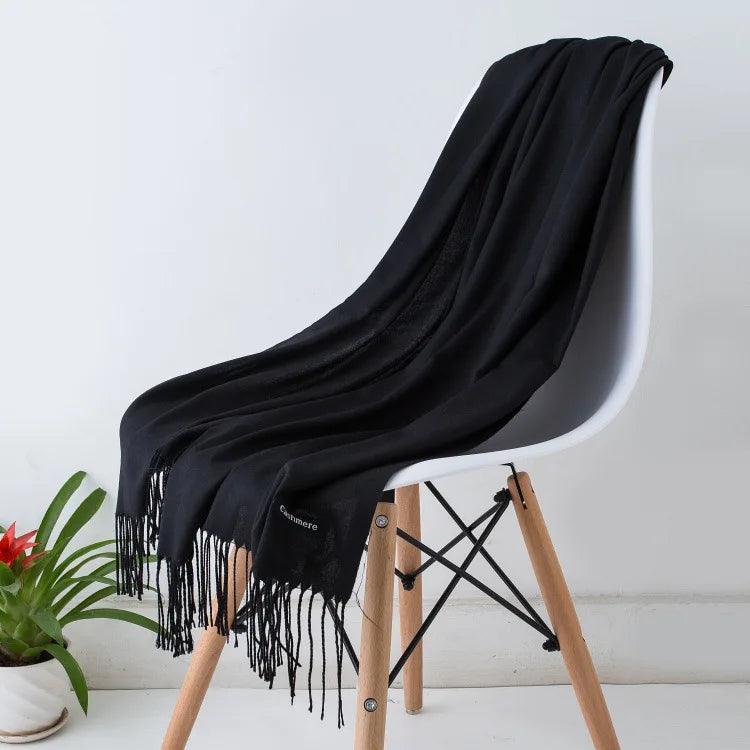 Dames Sjaal | Zachte Cashmere Look Sjaal met Franjes