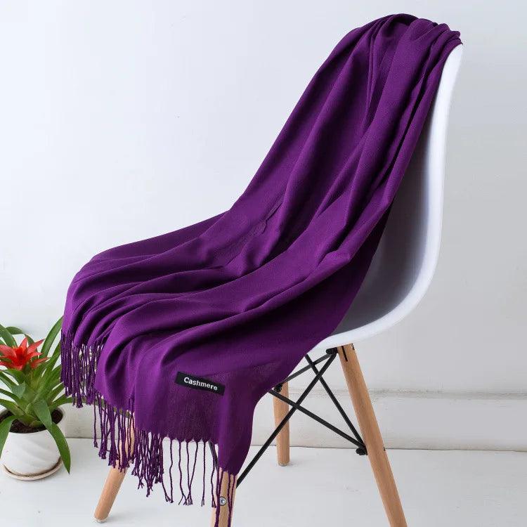 Dames Sjaal | Zachte Cashmere Look Sjaal met Franjes