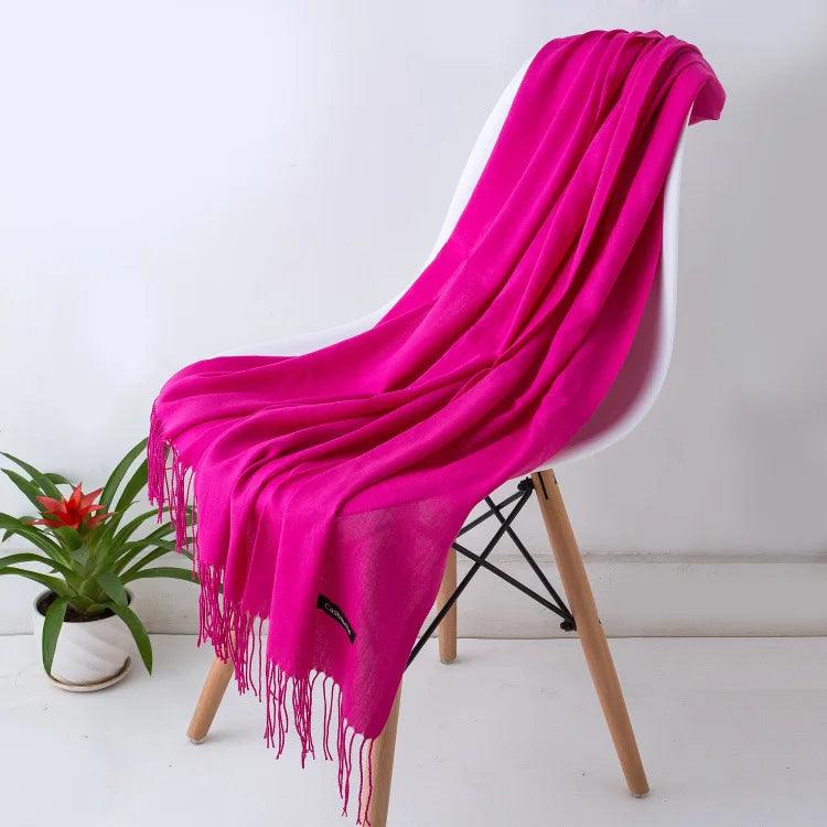 Dames Sjaal | Zachte Cashmere Look Sjaal met Franjes
