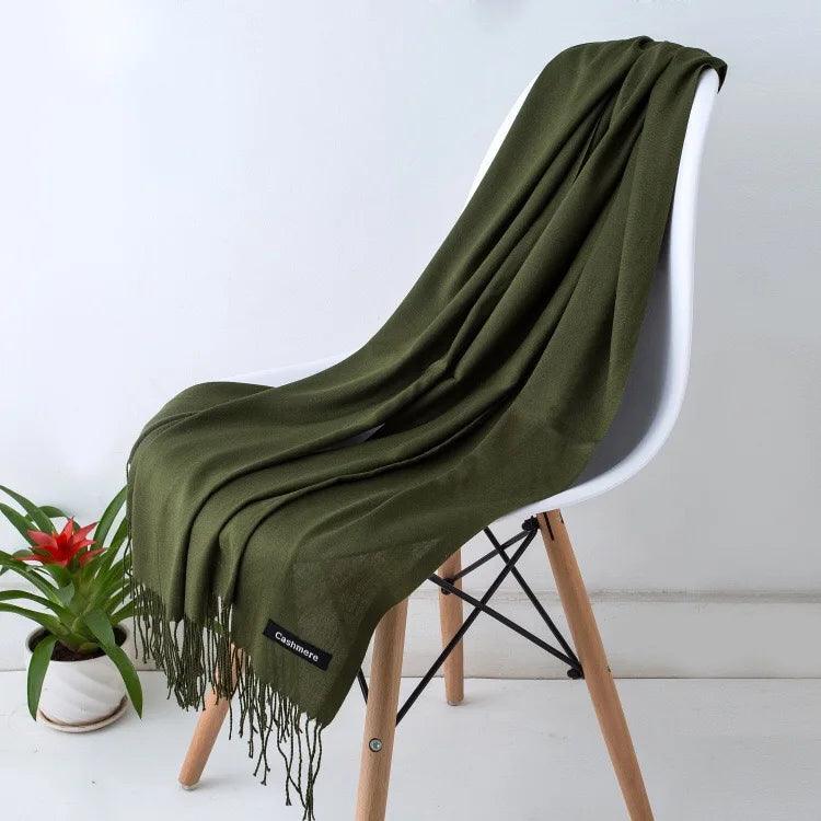 Dames Sjaal | Zachte Cashmere Look Sjaal met Franjes