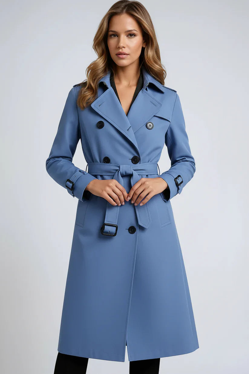 Dames Trenchcoat Lang | Stijlvolle Jas met Klassieke Voering