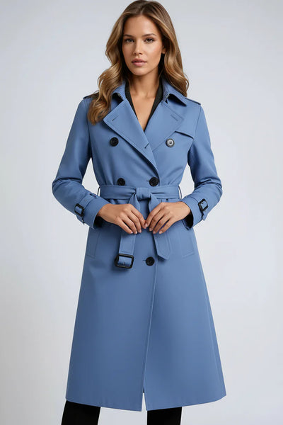 Dames Trenchcoat Lang | Stijlvolle Jas met Klassieke Voering