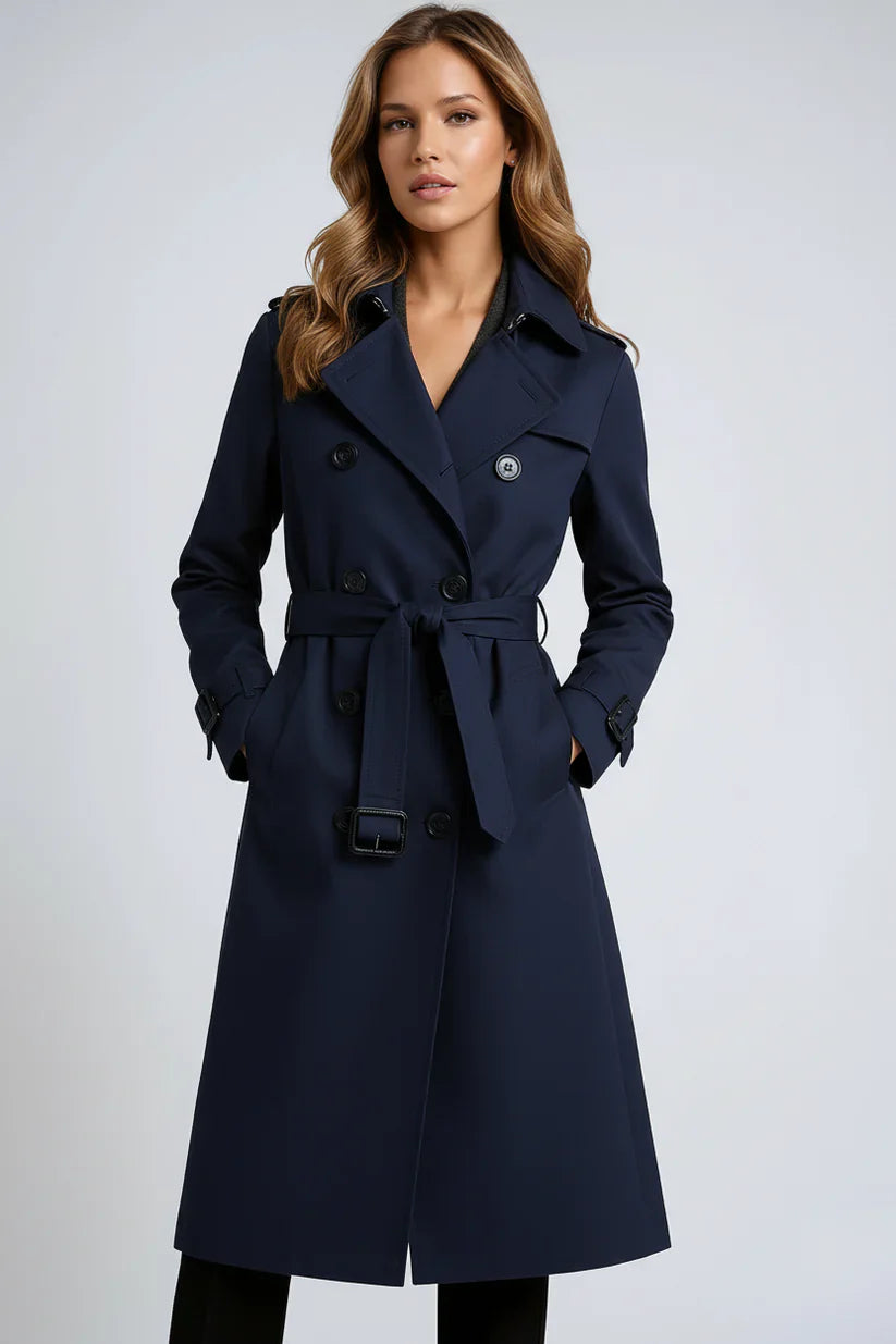 Dames Trenchcoat Lang | Stijlvolle Jas met Klassieke Voering