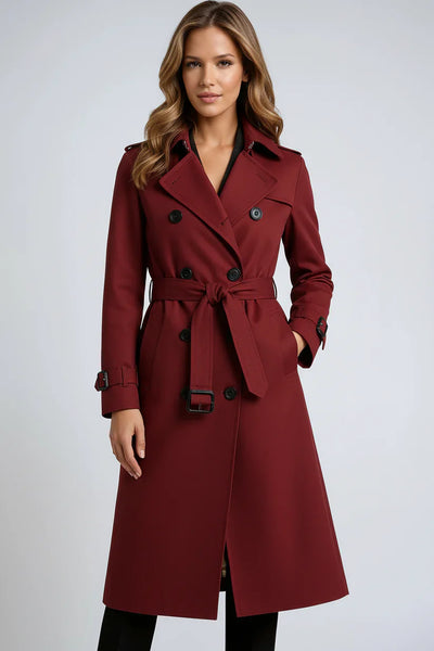 Dames Trenchcoat Lang | Stijlvolle Jas met Klassieke Voering