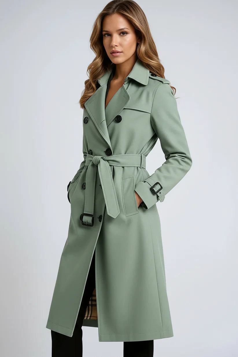 Dames Trenchcoat Lang | Stijlvolle Jas met Klassieke Voering