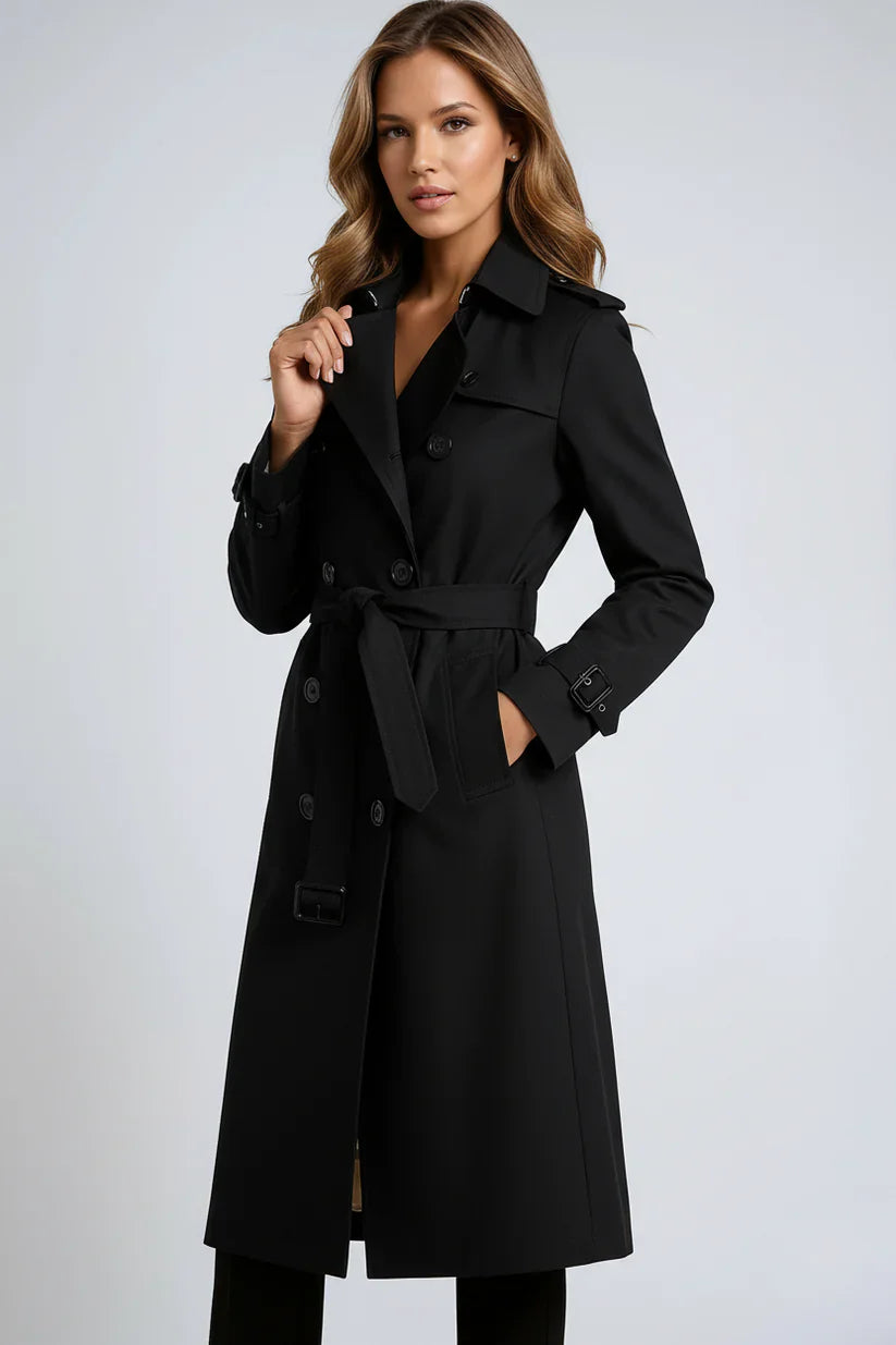 Dames Trenchcoat Lang | Stijlvolle Jas met Klassieke Voering