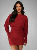 Zwarte Gebreide Set | Cropped Sweater & Mini Rok