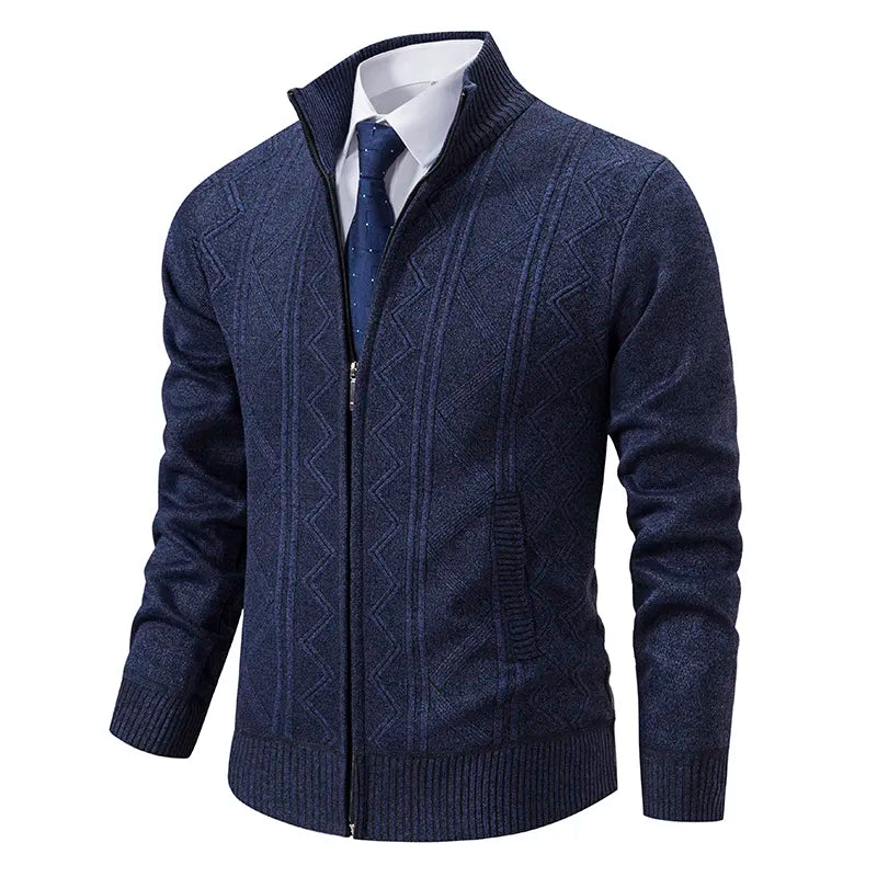 Moderne herenstrick-cardigan met winterritssluiting