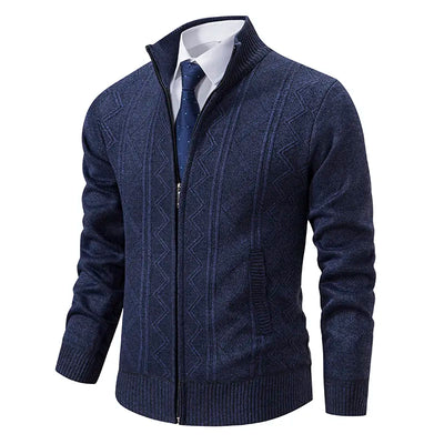 Moderne herenstrick-cardigan met winterritssluiting