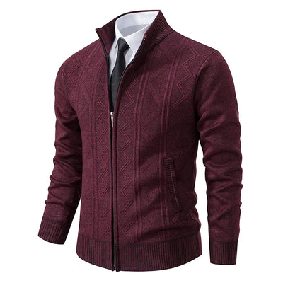 Moderne herenstrick-cardigan met winterritssluiting