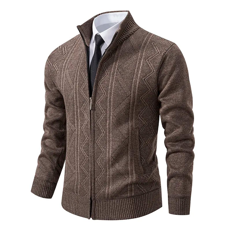 Moderne herenstrick-cardigan met winterritssluiting