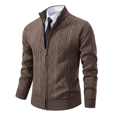 Moderne herenstrick-cardigan met winterritssluiting