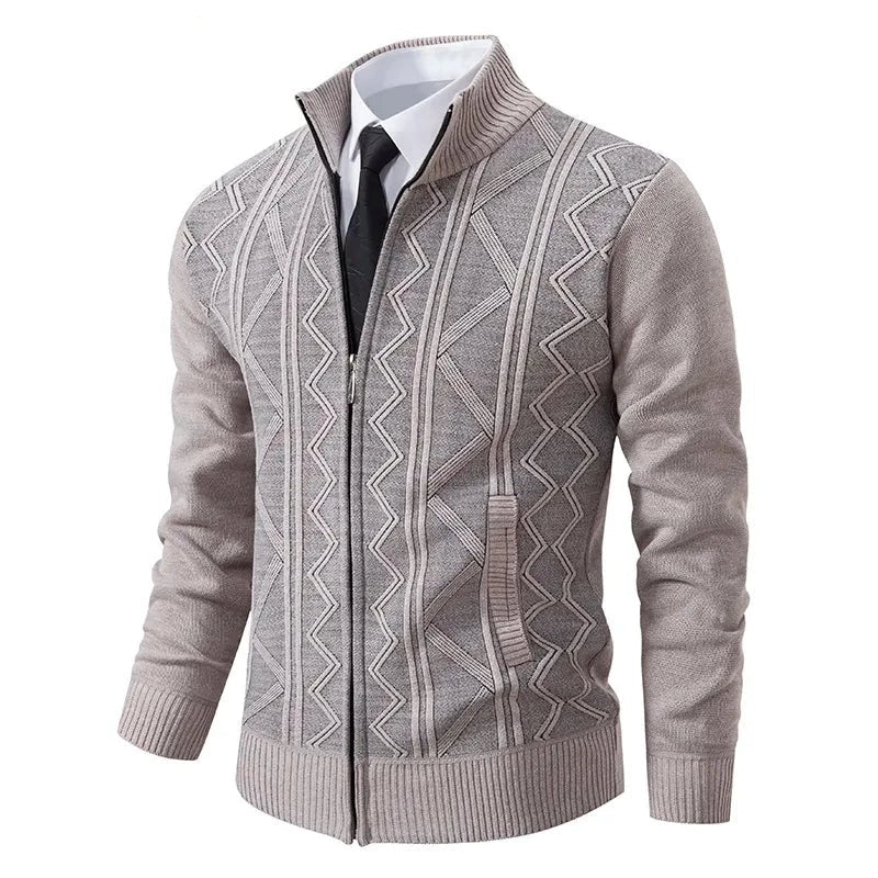 Moderne herenstrick-cardigan met winterritssluiting