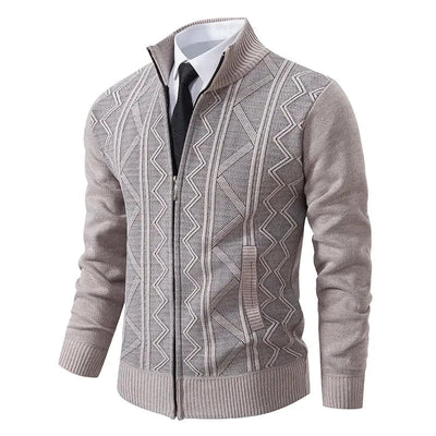 Moderne herenstrick-cardigan met winterritssluiting