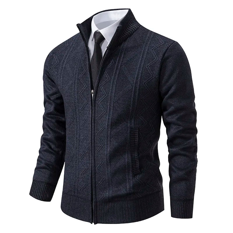 Moderne herenstrick-cardigan met winterritssluiting
