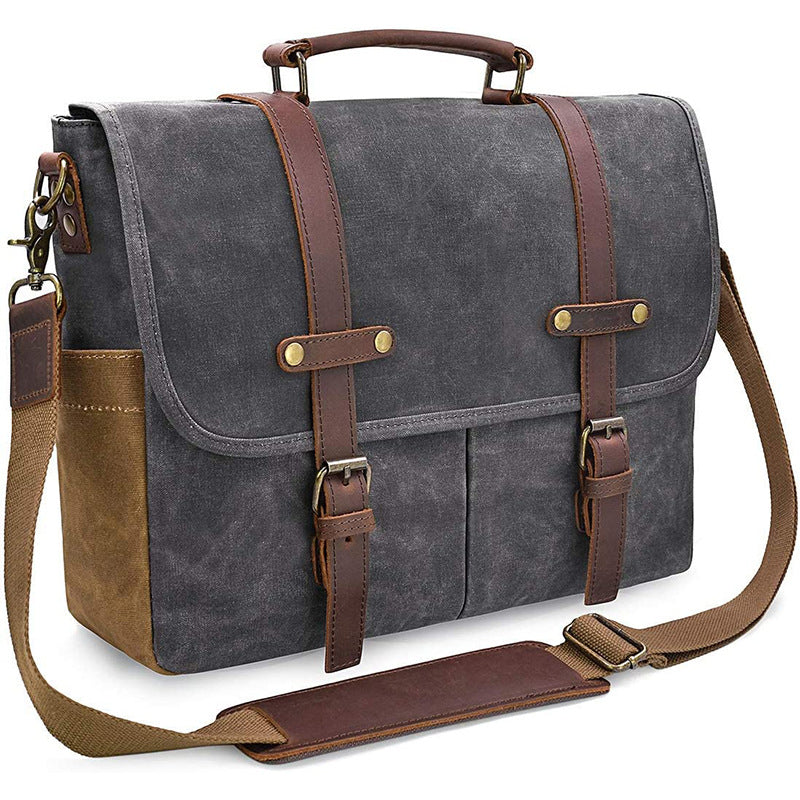 Heren Schoudertas | Vintage Look met Laptopvak en Stevige Afwerking