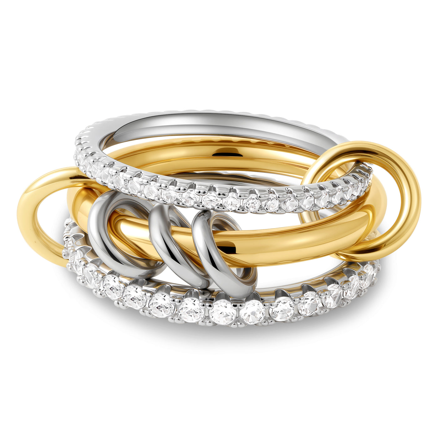 Dames Ringenset | Gelaagde Ringen met Kristallen en Details