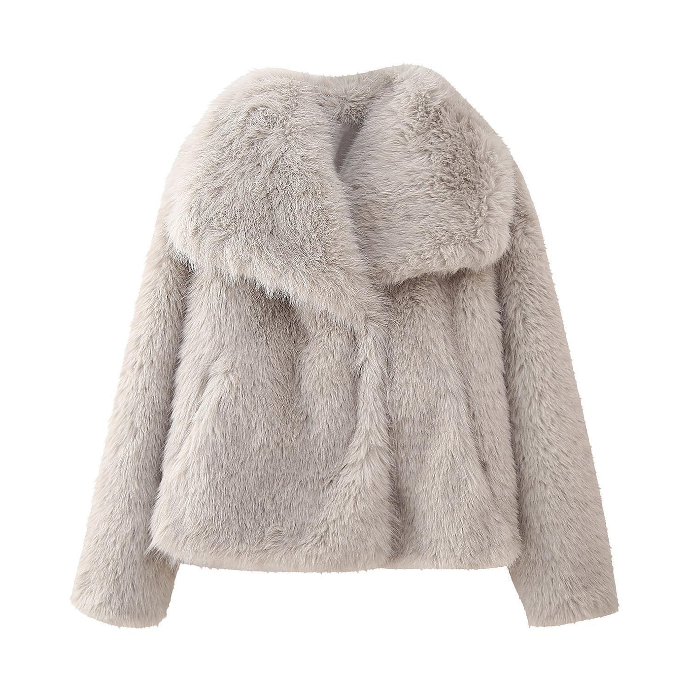 Dames Faux Fur Jas | Nepbont Jas met Brede Kraag en Cropped Pasvorm
