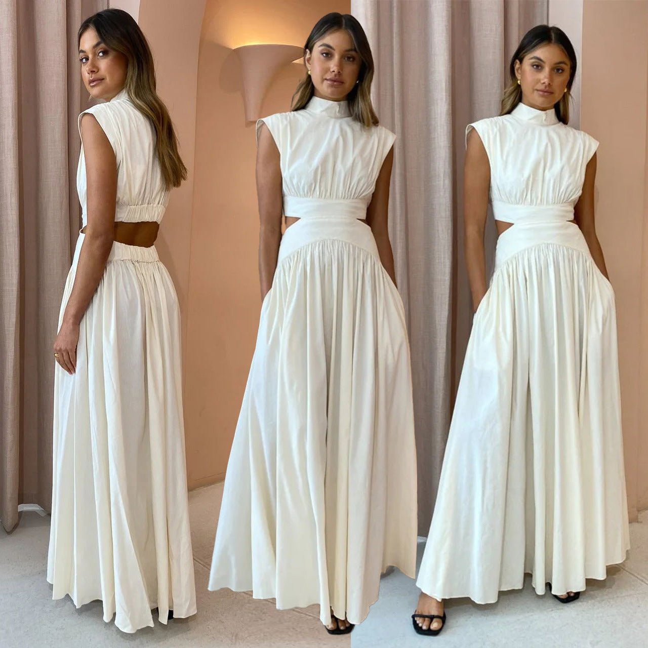 Holle Sexy Taille Geplooide Jurk