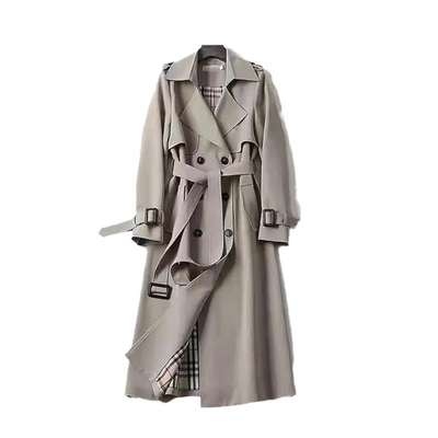 Dames Trenchcoat Lang | Stijlvolle Jas met Klassieke Voering