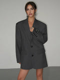 Antraciet Oversized Blazer | Gestructureerde Schouders