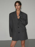 Antraciet Oversized Blazer | Gestructureerde Schouders