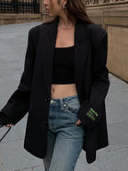 Antraciet Oversized Blazer | Gestructureerde Schouders