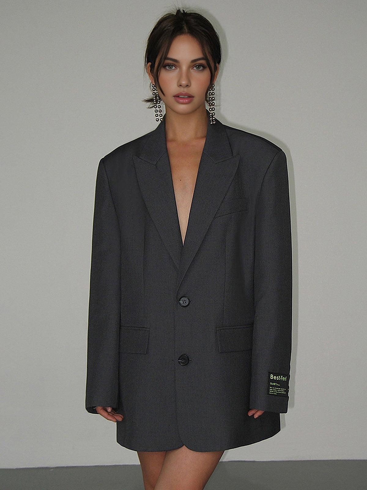 Antraciet Oversized Blazer | Gestructureerde Schouders